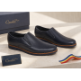 pantofi barbati bleumarin din piele naturala tip slip-on cu talpa confort 330EBLUE